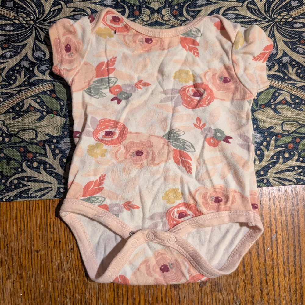 Chick Pea Floral Bodysuit in Pink and Cream